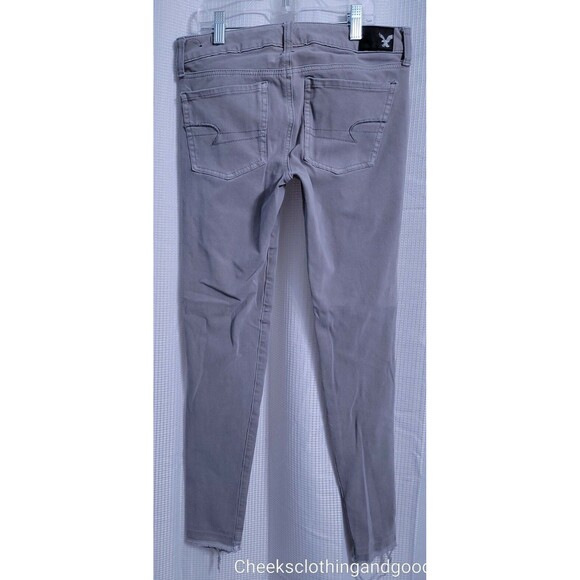 American Eagle Jegging Taupe Sateen Raw Hem Jeans Women's size 4 Regular - Picture 3 of 7